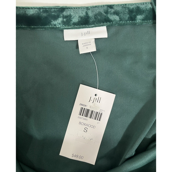 J. Jill Velvet Tank Top Emerald Green Square Neck Size Small Forest Goth New - Picture 7 of 9